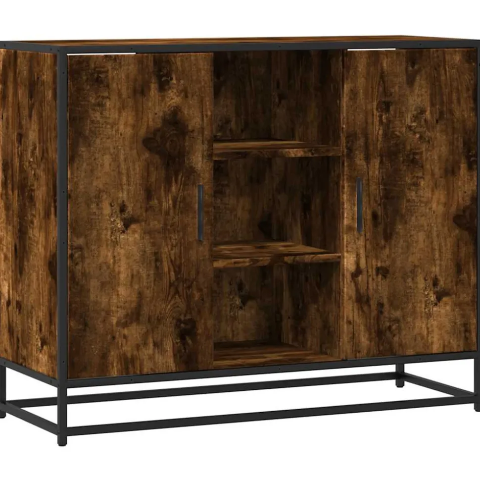 VIDAXL - Buffet chêne fumé 92x35x76 cm bois d'ingénierie