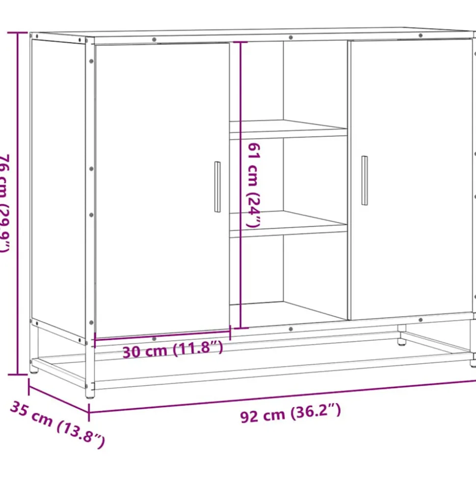 VIDAXL - Buffet chêne fumé 92x35x76 cm bois d'ingénierie