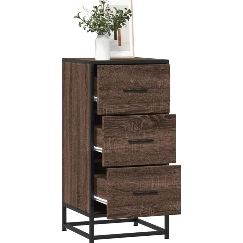 VIDAXL - Buffet chêne marron 35,5x35x76 cm bois d'ingénierie et métal