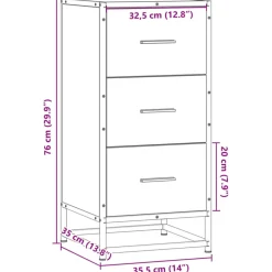 VIDAXL - Buffet chêne marron 35,5x35x76 cm bois d'ingénierie et métal