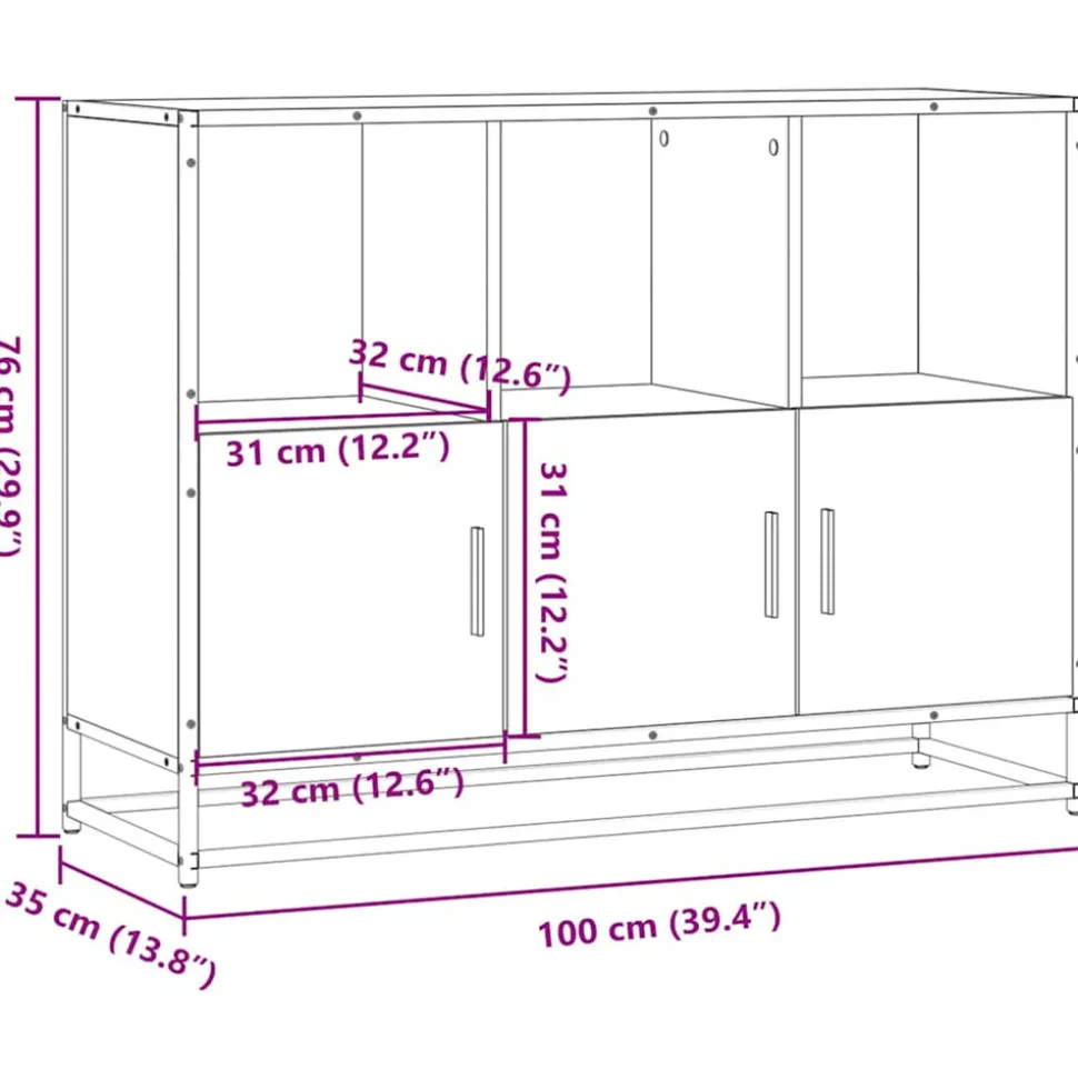 VIDAXL - Buffet chêne sonoma 100x35x76 cm bois d'ingénierie