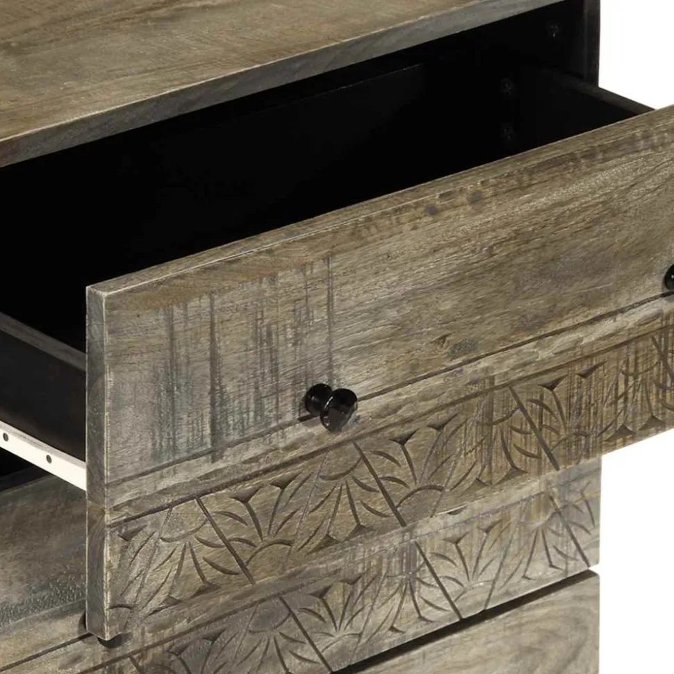 VIDAXL - Buffet gris clair 60x33,5x75 cm bois de manguier massif