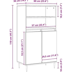 VIDAXL - Buffet haut chêne artisanal 60x36x110 cm bois d'ingénierie