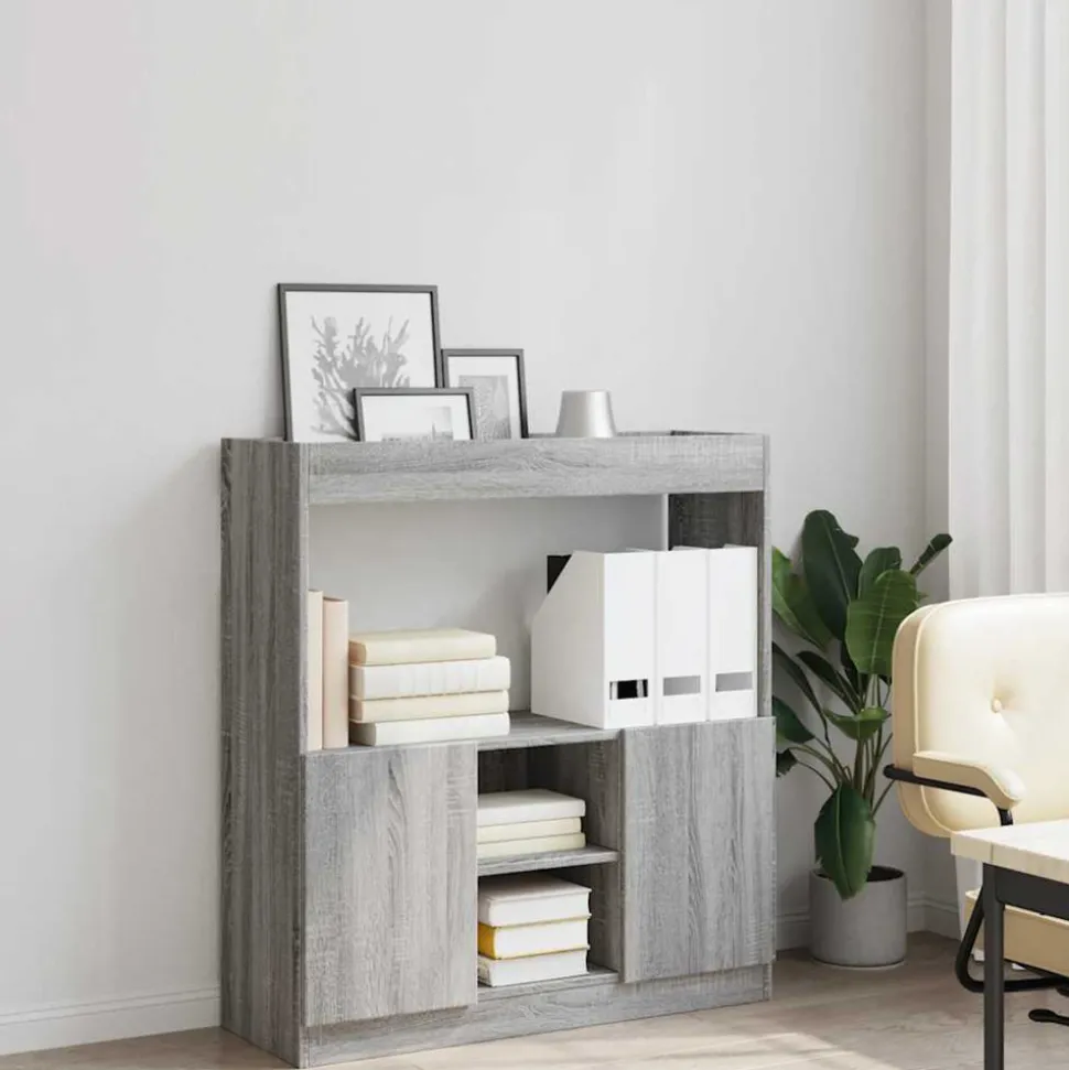 VIDAXL - Buffet haut sonoma gris 92x33x100 cm bois d'ingénierie