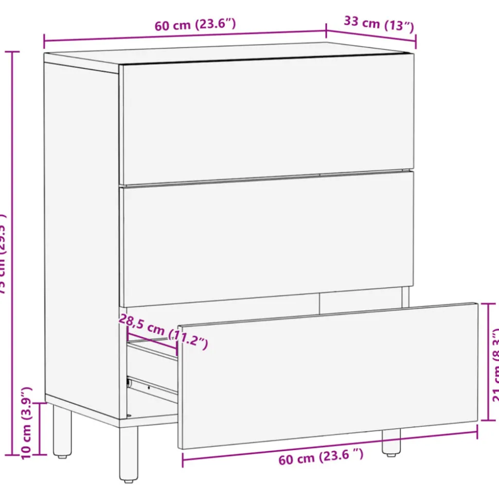 VIDAXL - Buffet noir 60x33x75 cm bois d'ingénierie