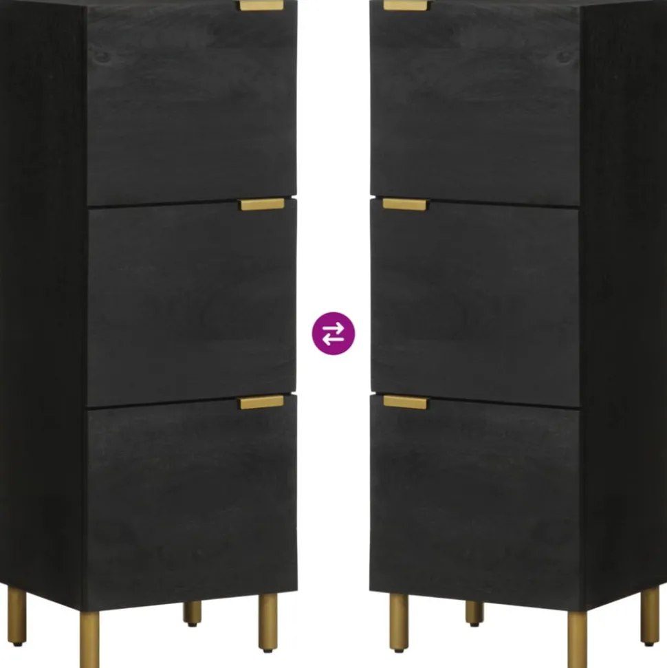 VIDAXL - Buffet noir 40x33x110 cm bois d'ingénierie