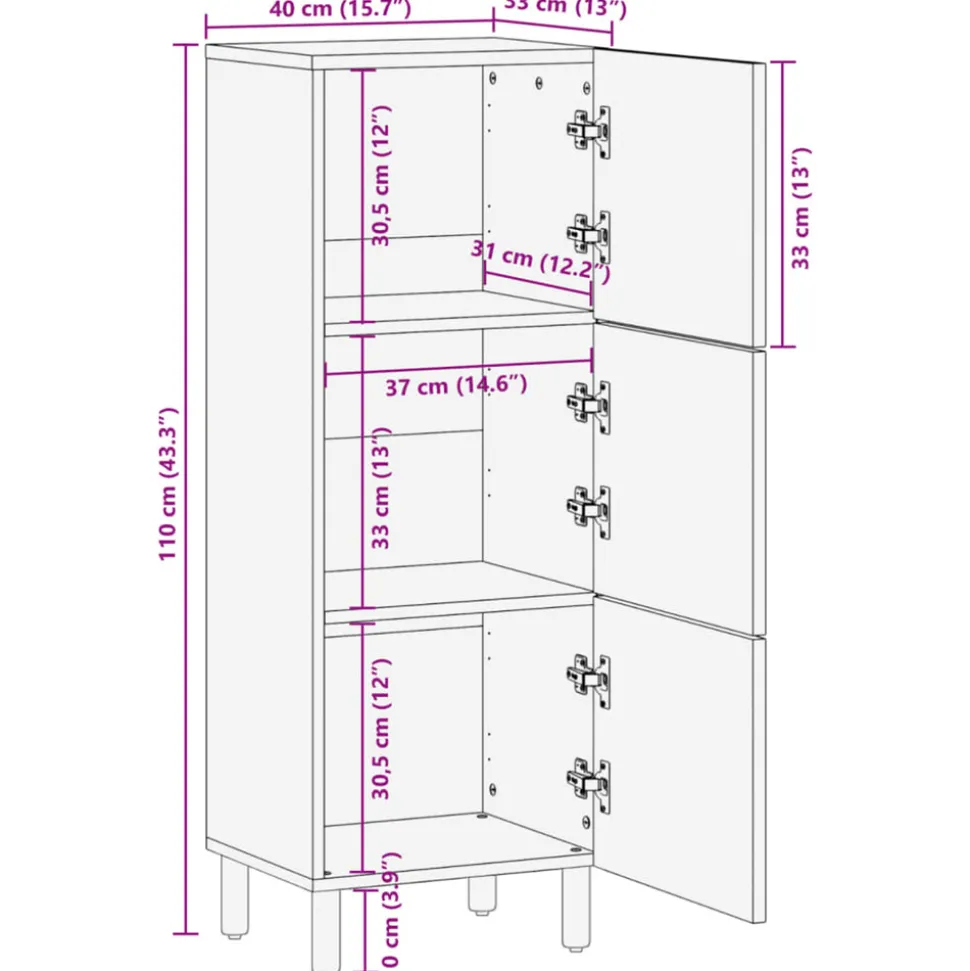 VIDAXL - Buffet noir 40x33x110 cm bois d'ingénierie