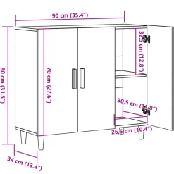 VIDAXL - Buffet vieux bois 90x34x80 cm bois d'ingénierie