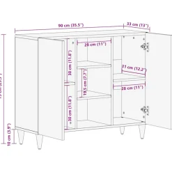 VIDAXL - Buffet 90x33x75 cm bois massif de manguier