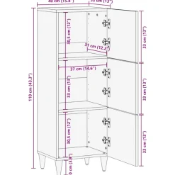 VIDAXL - Buffet 40x33x110 cm bois de manguier massif