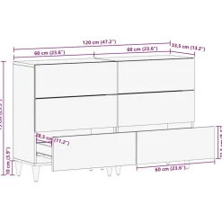 VIDAXL - Buffets 2 pcs gris clair 60x33,5x75 cm bois de manguier massif