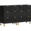 VIDAXL - Buffets 2 pcs noir 60x33x75 cm bois d'ingénierie