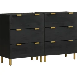 VIDAXL - Buffets 2 pcs noir 60x33x75 cm bois d'ingénierie