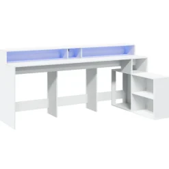 VIDAXL - Bureau avec lumières led blanc 200x104x91 cm bois d'ingénierie