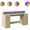 VIDAXL - Bureau avec lumières led chêne sonoma bois d'ingénierie