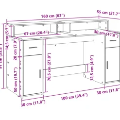VIDAXL - Bureau avec lumières led chêne sonoma bois d'ingénierie