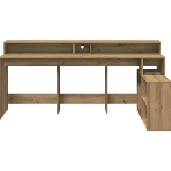 VIDAXL - Bureau avec lumières led chêne artisanal bois d'ingénierie