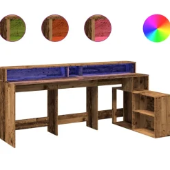 VIDAXL - Bureau avec lumières led vieux bois bois d'ingénierie