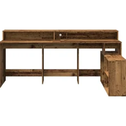 VIDAXL - Bureau avec lumières led vieux bois bois d'ingénierie