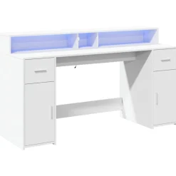 VIDAXL - Bureau avec lumières led blanc 160x55x91 cm bois d'ingénierie