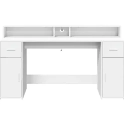 VIDAXL - Bureau avec lumières led blanc 160x55x91 cm bois d'ingénierie