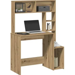 VIDAXL - Bureau avec étagères chêne artisanal bois d'ingénierie