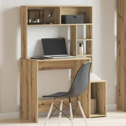 VIDAXL - Bureau avec étagères chêne artisanal bois d'ingénierie
