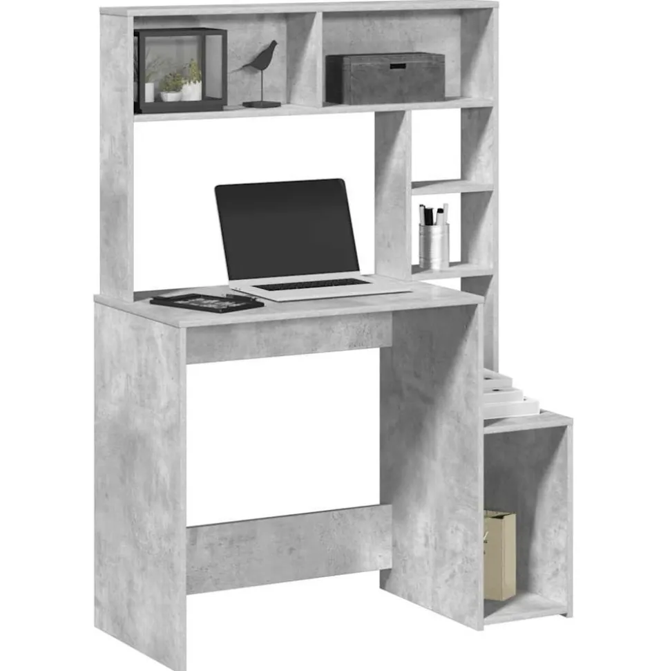 VIDAXL - Bureau avec étagères gris béton 100x45x140 cm bois d'ingénierie