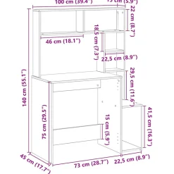 VIDAXL - Bureau avec étagères vieux bois 100x45x140 cm bois d'ingénierie