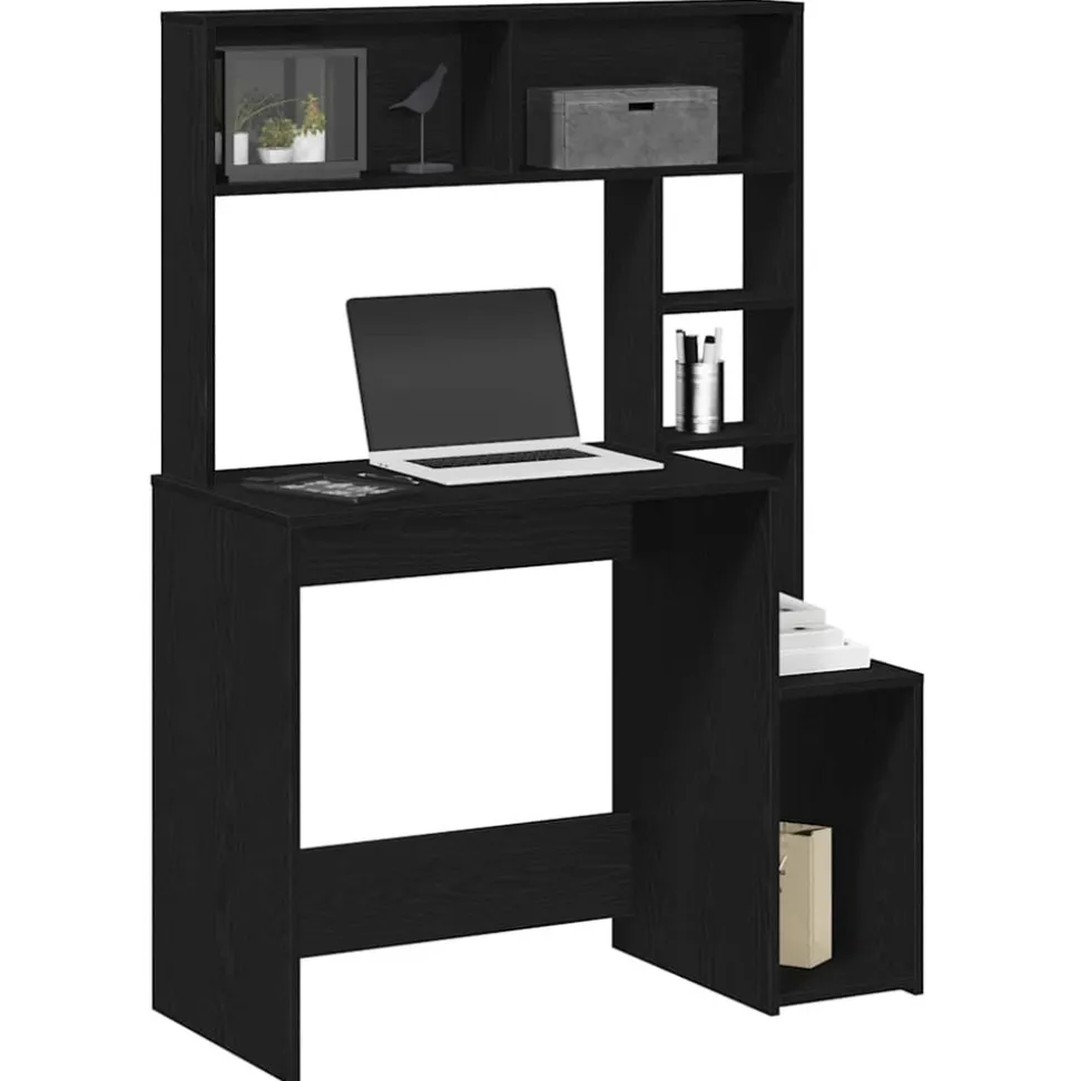 VIDAXL - Bureau avec étagères noir 100x45x140 cm bois d'ingénierie