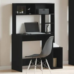 VIDAXL - Bureau avec étagères noir 100x45x140 cm bois d'ingénierie