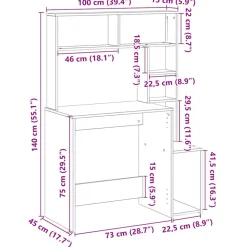 VIDAXL - Bureau avec étagères noir 100x45x140 cm bois d'ingénierie