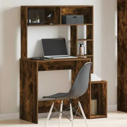 VIDAXL - Bureau avec étagères chêne fumé 100x45x140 cm bois d'ingénierie