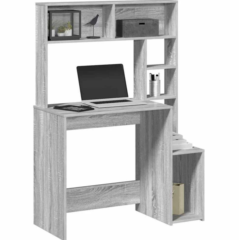 VIDAXL - Bureau avec étagères sonoma gris 100x45x140cm bois d'ingénierie