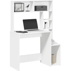 VIDAXL - Bureau avec étagères blanc 100x45x140 cm bois d'ingénierie