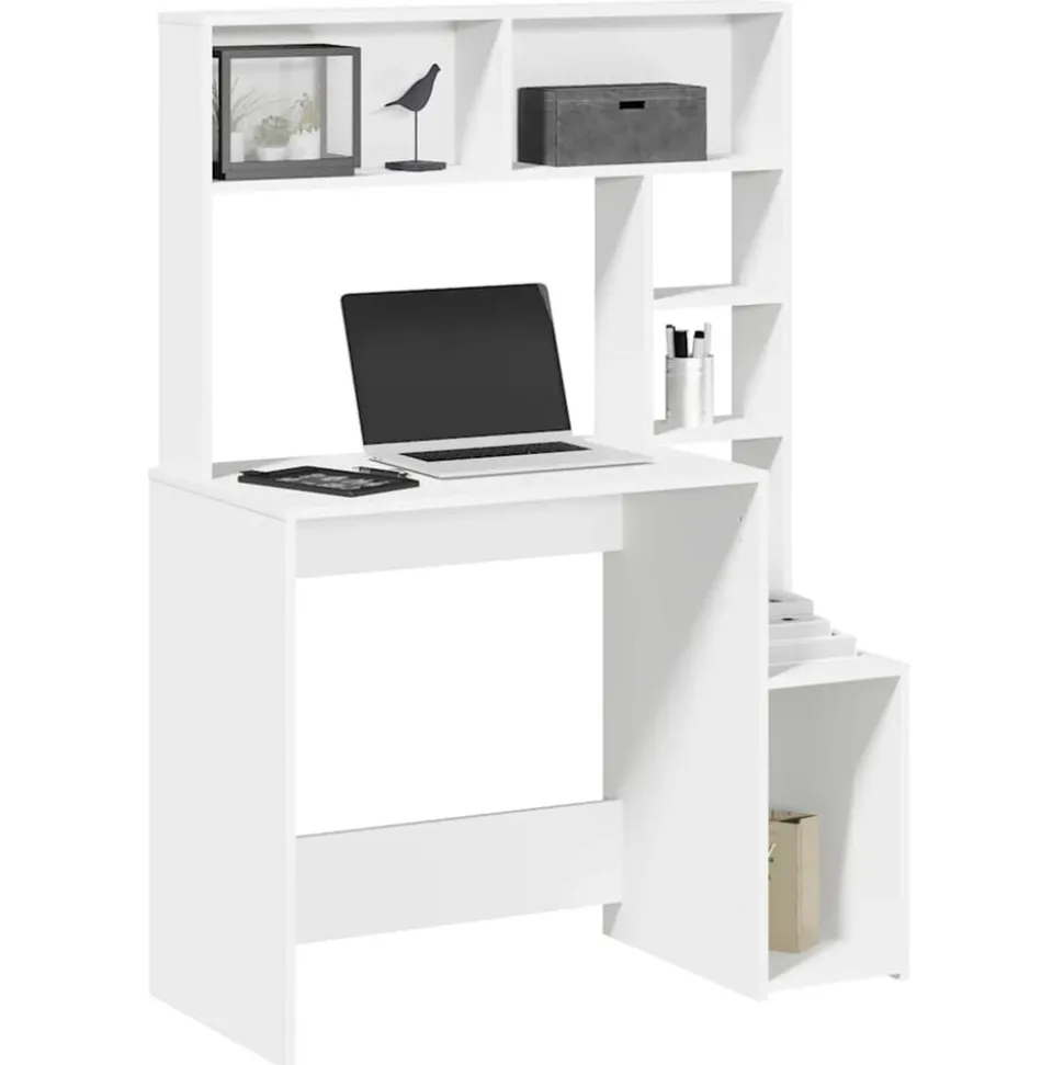 VIDAXL - Bureau avec étagères blanc 100x45x140 cm bois d'ingénierie