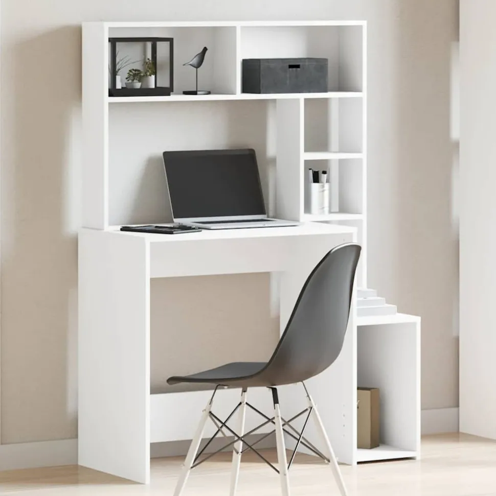 VIDAXL - Bureau avec étagères blanc 100x45x140 cm bois d'ingénierie