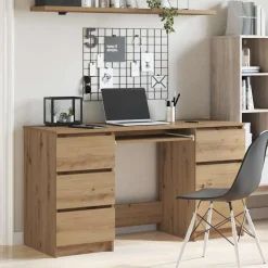 VIDAXL - Bureau chêne artisanal 140x50x77 cm bois d'ingénierie