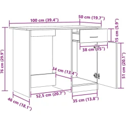 VIDAXL - Bureau chêne artisanal 100x50x76 cm bois d'ingénierie