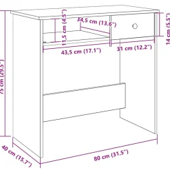 VIDAXL - Bureau chêne sonoma 80x40x75 cm aggloméré