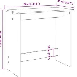 VIDAXL - Bureau chêne sonoma 80x40x75 cm aggloméré