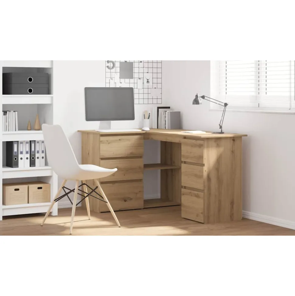 VIDAXL - Bureau d'angle chêne artisanal 145x100x76 cm bois d'ingénierie