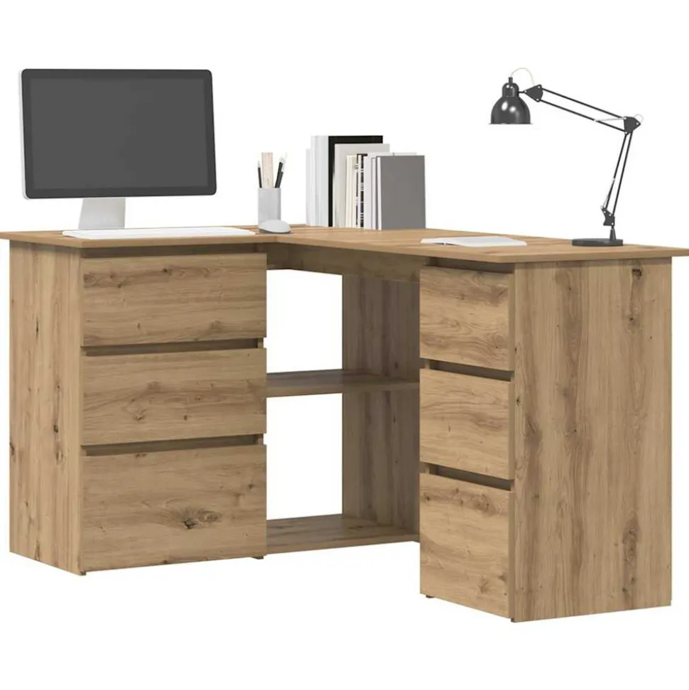 VIDAXL - Bureau d'angle chêne artisanal 145x100x76 cm bois d'ingénierie