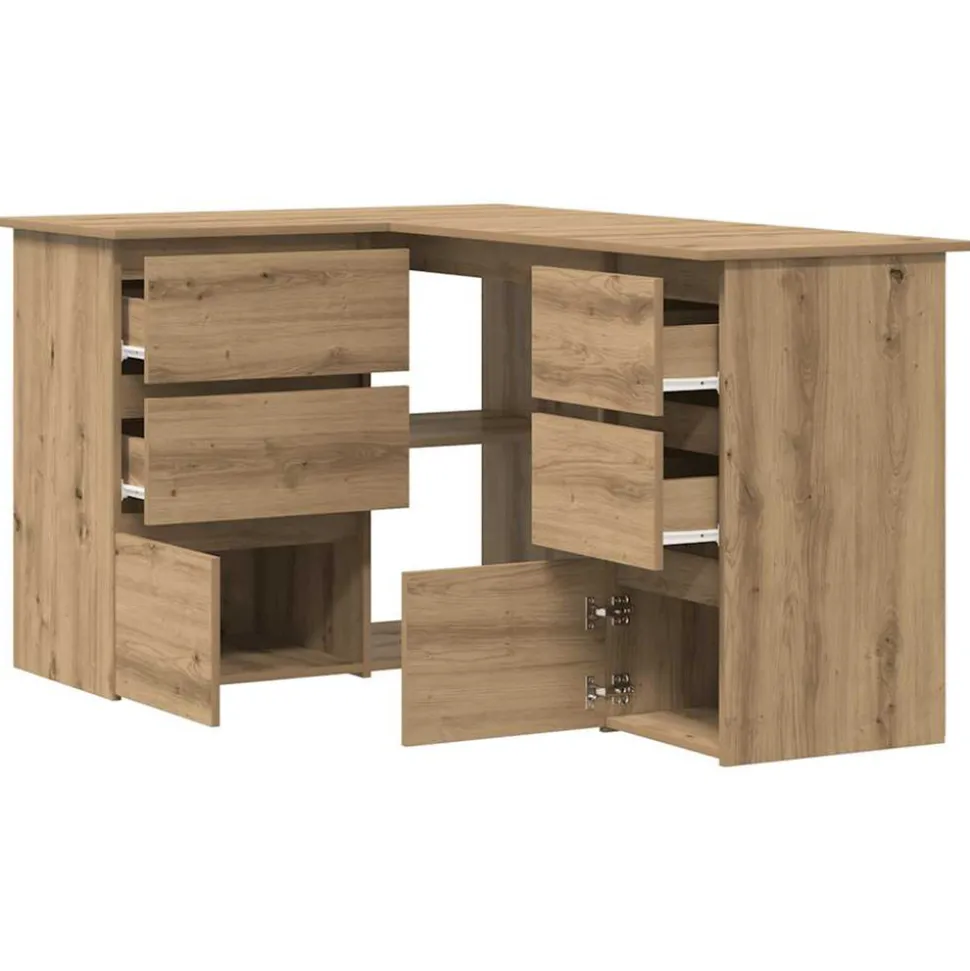 VIDAXL - Bureau d'angle chêne artisanal 145x100x76 cm bois d'ingénierie