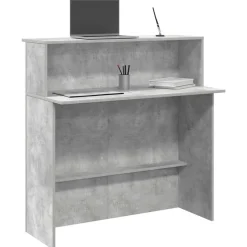 VIDAXL - Bureau de réception gris béton 100x50x103,5cm bois d'ingénierie