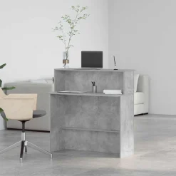 VIDAXL - Bureau de réception gris béton 100x50x103,5cm bois d'ingénierie