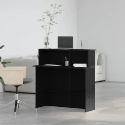 VIDAXL - Bureau de réception noir 100x50x103,5 cm bois d'ingénierie