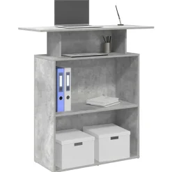 VIDAXL - Bureau de réception gris béton 100x40x104 bois d'ingénierie