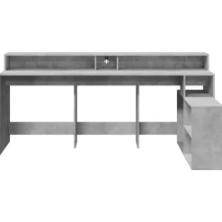 VIDAXL - Bureau et lumières led gris béton 200x104x91cm bois ingénierie