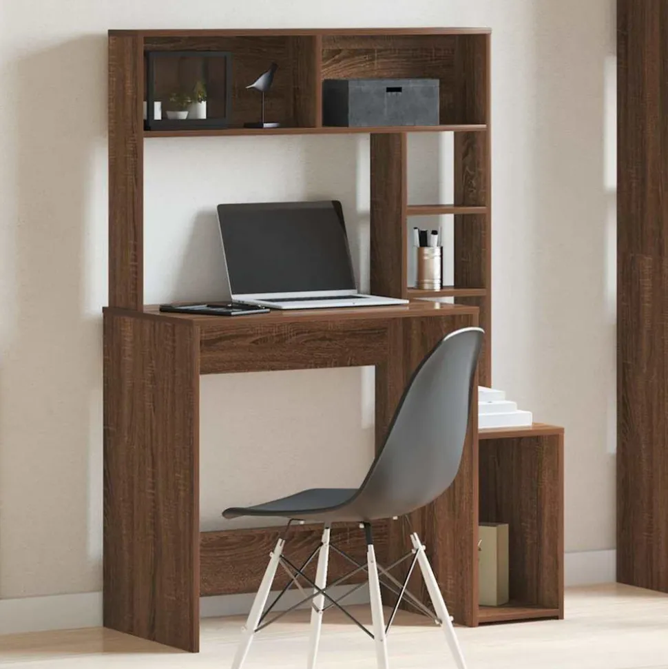 VIDAXL - Bureau et étagères chêne marron 100x45x140 cm bois d'ingénierie